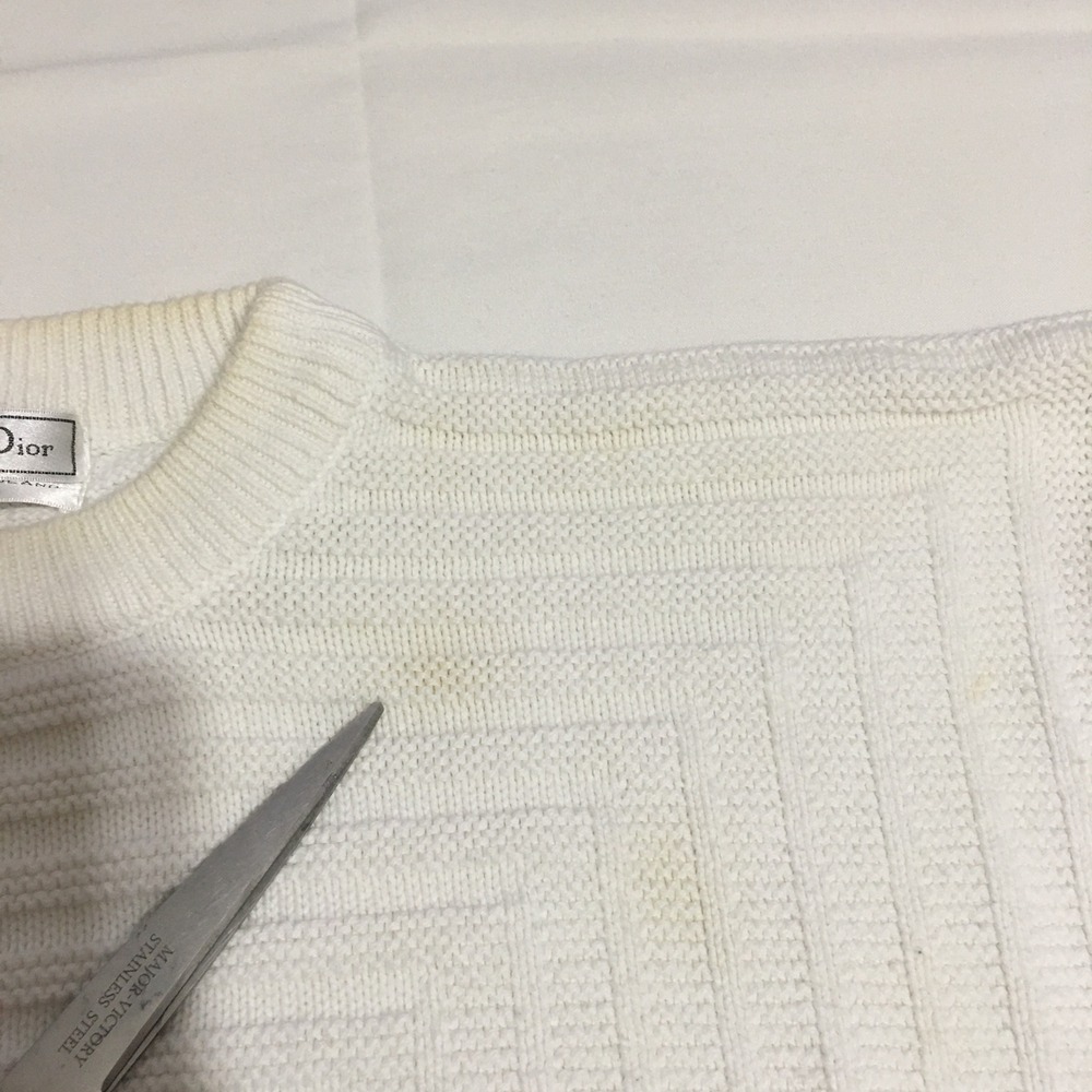 Christian Dior Knit Sweater Men Medium White Geometric Textured Ribbed Pullover - Picture 7 of 14